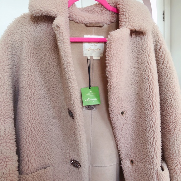 Kate Spade sheep fluffy pink pastel coat crystals - Picture 2 of 8